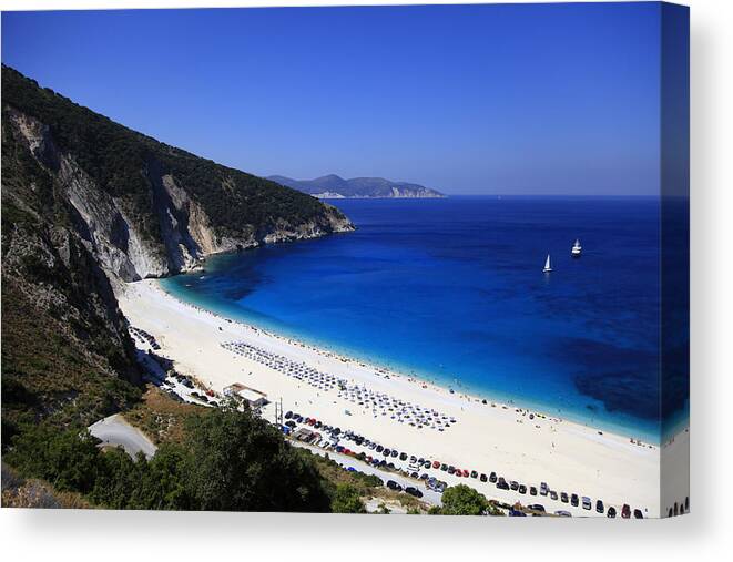 Water's Edge Canvas Print featuring the photograph Murthos Beach by Nicholaj G