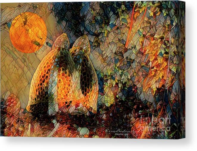 Fantasy Canvas Print featuring the mixed media Mushroom Mantels by Kira Bodensted