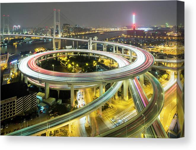 Curve Canvas Print featuring the photograph Nanpu Bridge, Shanghai, China by Paul Souders