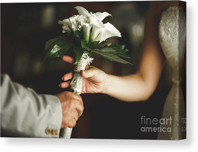 Arrangement Canvas Print featuring the photograph Natural bridal bouquet for the wedding. by Joaquin Corbalan