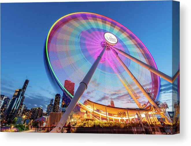 Chicago Canvas Print featuring the photograph Navy Pier Ferris Wheel by David Hart