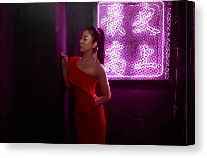 Model Canvas Print featuring the photograph Neon by Glanz.kae