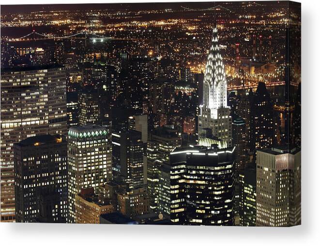 Corporate Business Canvas Print featuring the photograph New York Skyscraper And Chrysler by Sebastian-julian