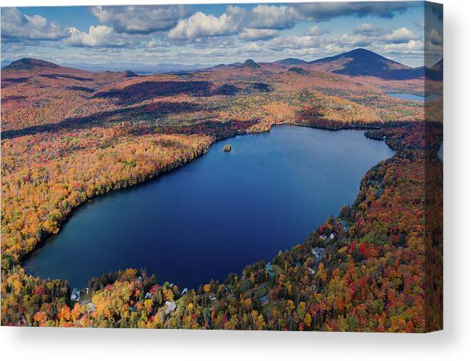 Newark Pond Canvas Print featuring the pyrography Newark Pond, VT by John Rowe