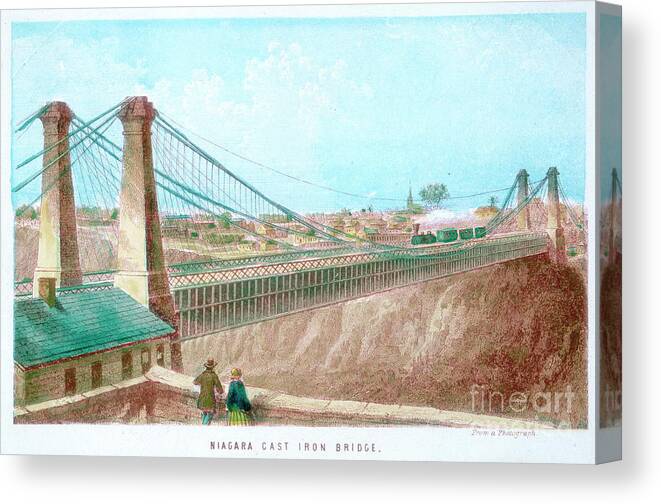 Event Canvas Print featuring the drawing Niagara Cast Iron Bridge, New York by Print Collector