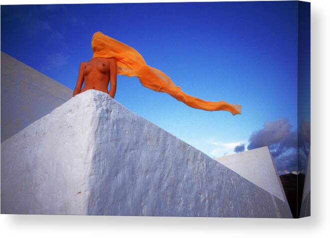 Nude Canvas Print featuring the photograph Nude With Orange Scarf by Dieter Matthes