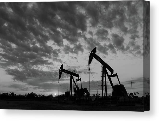Oil And Gas Canvas Print featuring the photograph Oilfield Blackout by Tim Singley