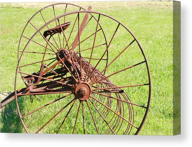 Old Canvas Print featuring the photograph Old Farm Hay Rake by Rich Collins