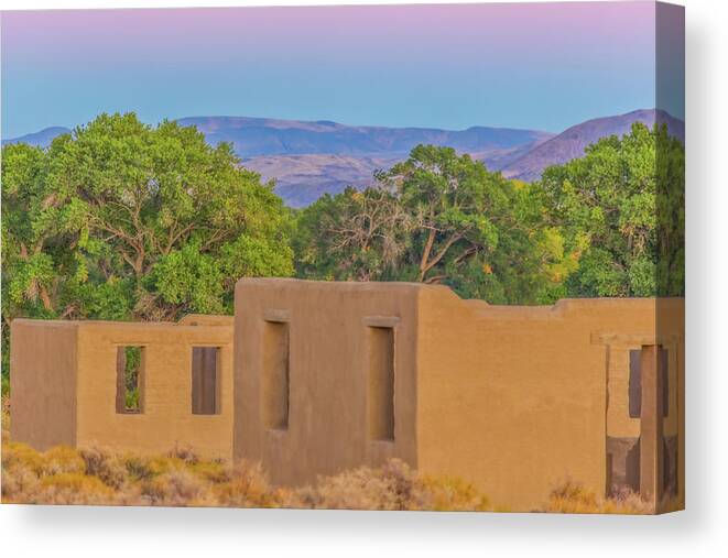 Landscape Canvas Print featuring the photograph Old Fort Ruins After Sunset by Marc Crumpler