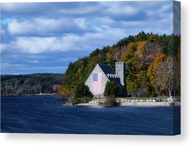Old Stone Church Canvas Print featuring the photograph Old Stone Church in West Boylston by Jeff Folger