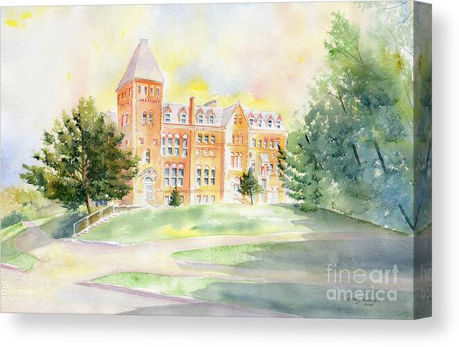 Olive Tjaden Hall Canvas Print featuring the painting Olive Tjaden Hall Cornell University by Melly Terpening