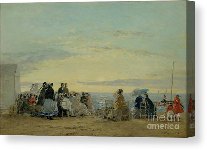 Oil Painting Canvas Print featuring the drawing On The Beach by Heritage Images