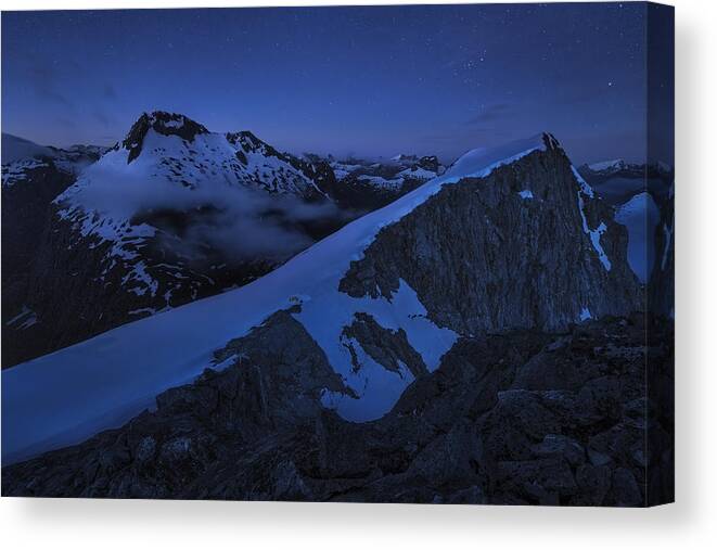 Mountains Canvas Print featuring the photograph On The Edge Of Blue Heaven by Yan Zhang
