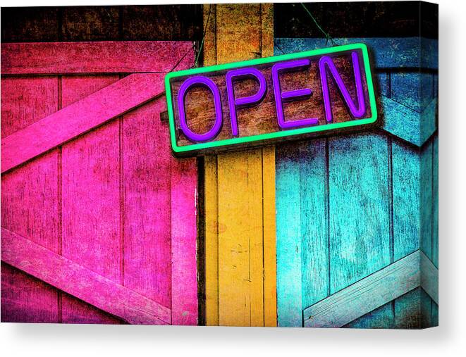 Open Sign Canvas Print featuring the photograph Open by Paul Wear