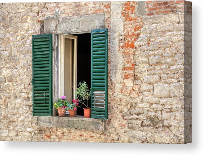 Window Canvas Print featuring the photograph Open Window of Cortona by David Letts