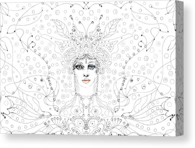 Oriental Coloring Canvas Print featuring the digital art Oriental Coloring by Natalia Rudzina