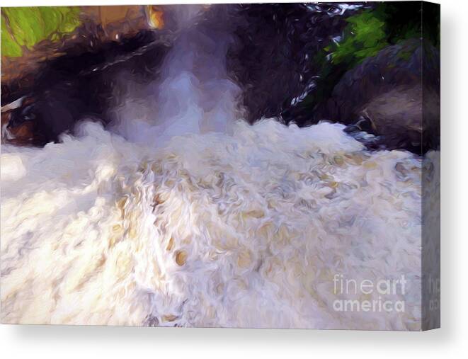 Quebec City Canvas Print featuring the digital art Over The Edge at Montmorency Falls by Amy Dundon