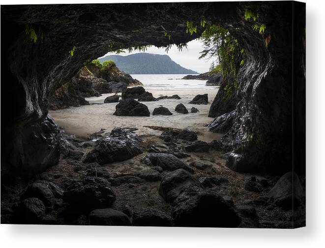 Vancouver Island Canvas Print featuring the photograph Pacific Coastal Cave by Matt Hammerstein