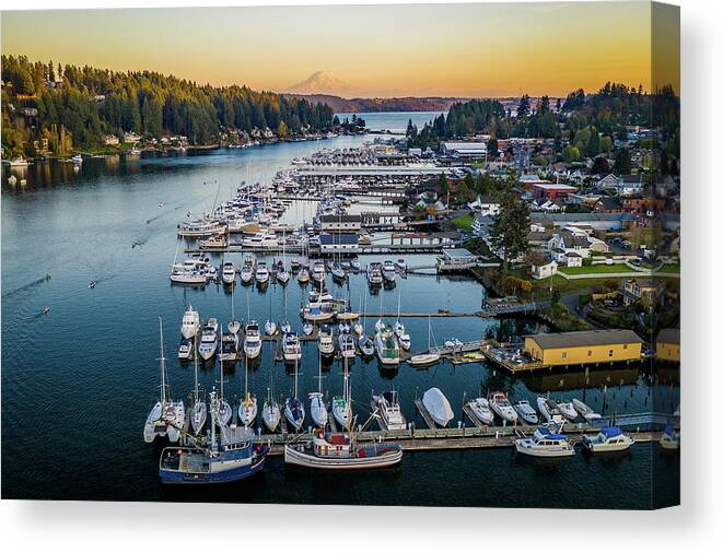 Harbor Canvas Print featuring the photograph Paddlers Sunset by Clinton Ward