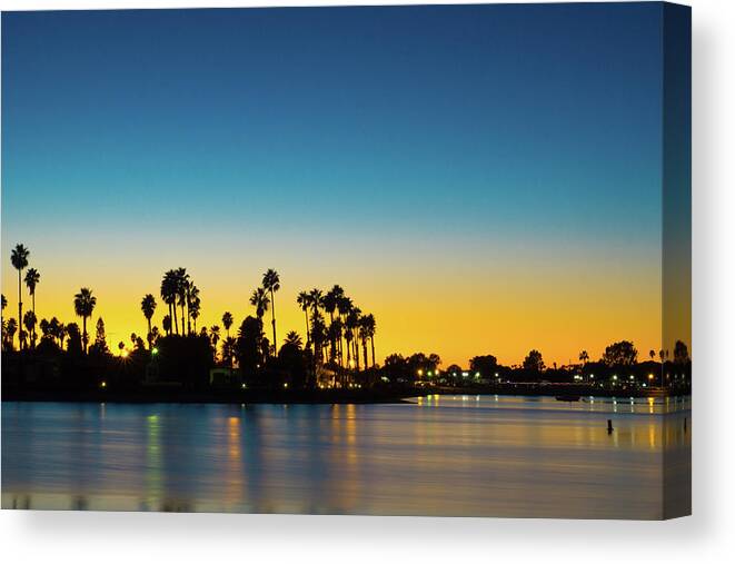 Mission Bay Canvas Print featuring the photograph Palms of De Anza Cove, Mission Bay by Richard A Brown