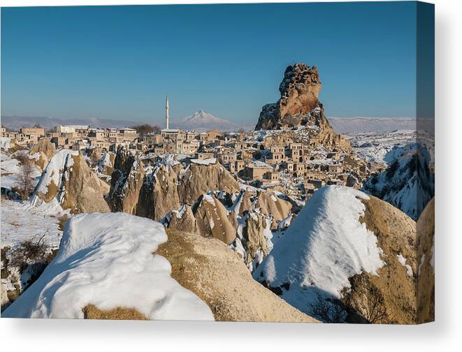 Scenics Canvas Print featuring the photograph Panoramic View Of Ortahisar And Mount by Ayhan Altun