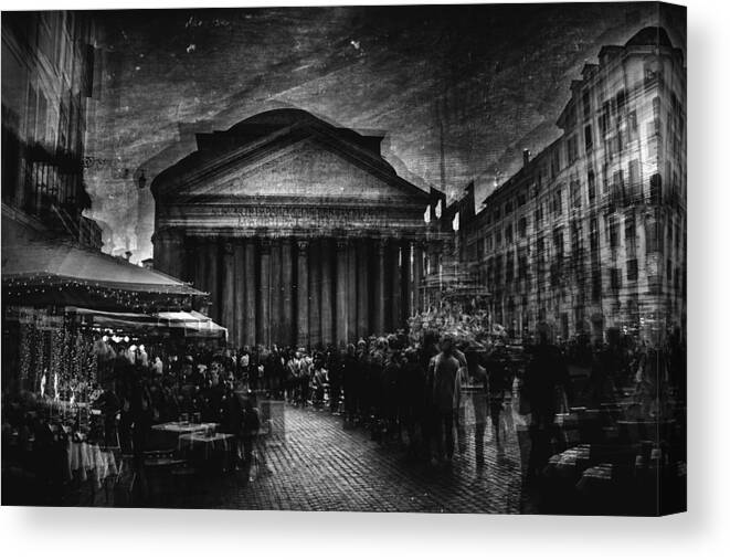 Urban Canvas Print featuring the photograph Pantheon Roma, Italy by Antonio Grambone