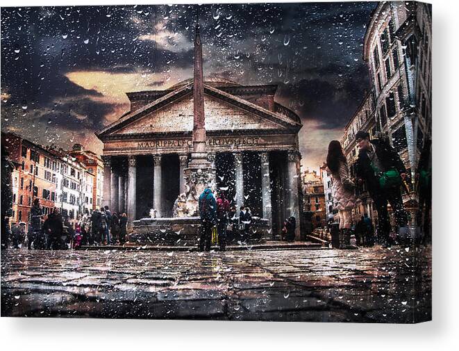 Pantheon Canvas Print featuring the photograph Pantheon-rome- by Nicodemo Quaglia