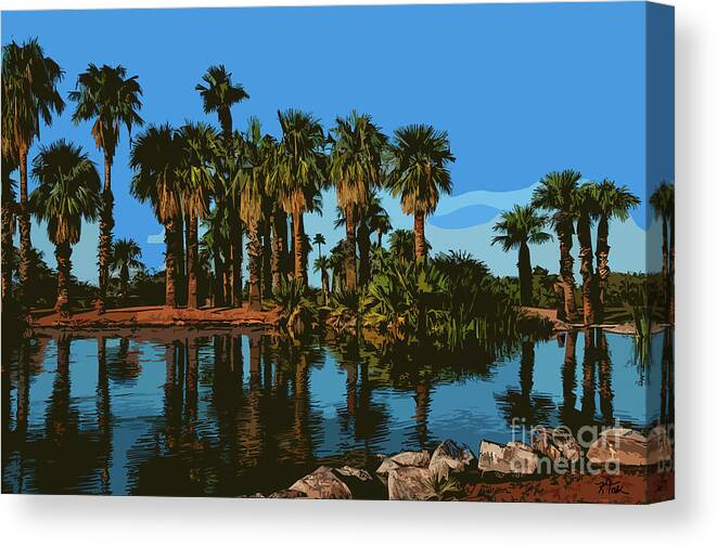Papago Park Canvas Print featuring the digital art Papago Park Palms by Kirt Tisdale