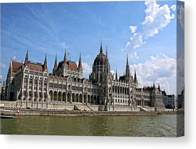 Parliament Canvas Print featuring the photograph Parliament building,Budapest,Hungary by Martin Smith