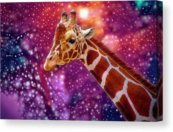 Giraffe Canvas Print featuring the painting Party Animal Giraffe by Jeanette Mahoney
