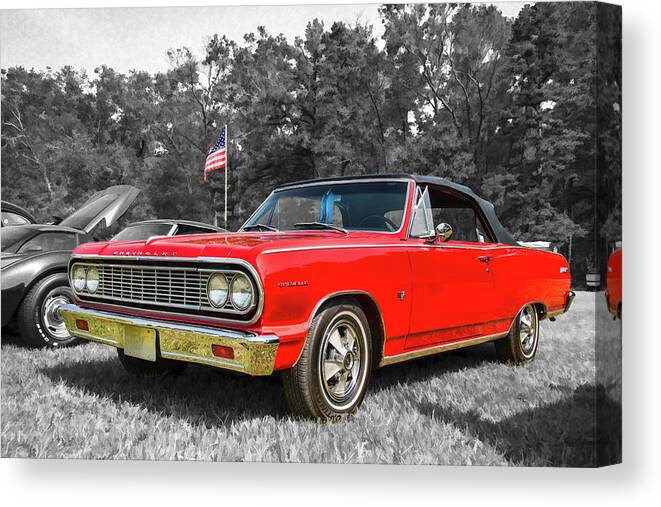 60s Canvas Print featuring the photograph Patriotic 64 Chevy Chevelle by Kristia Adams