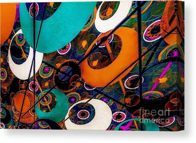 Patterned Rings Abstract Canvas Print featuring the digital art Patterned Rings Abstract Art by Laurie's Intuitive