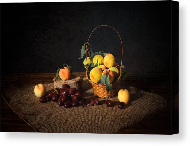 Peach Canvas Print featuring the photograph Peaches by Siyu And Wei Photography