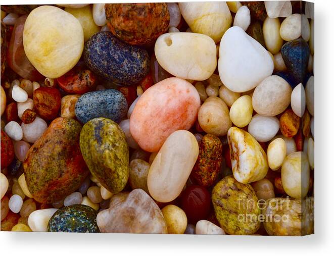 Pebbles Canvas Print featuring the photograph Pebble Jewels by Debra Banks