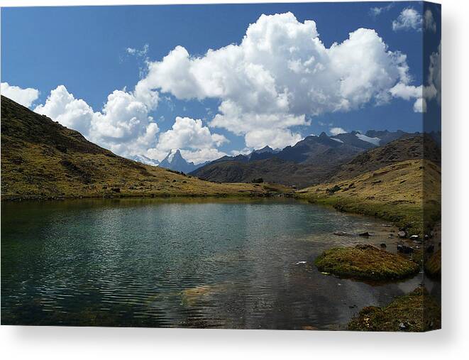 Scenics Canvas Print featuring the photograph Peru Lares Trek Lake by Photo, David Curtis