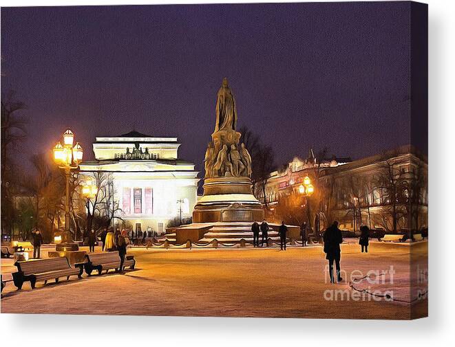 Peterburg Theatre City Canvas Print featuring the pyrography Peterburg theatre by Yury Bashkin
