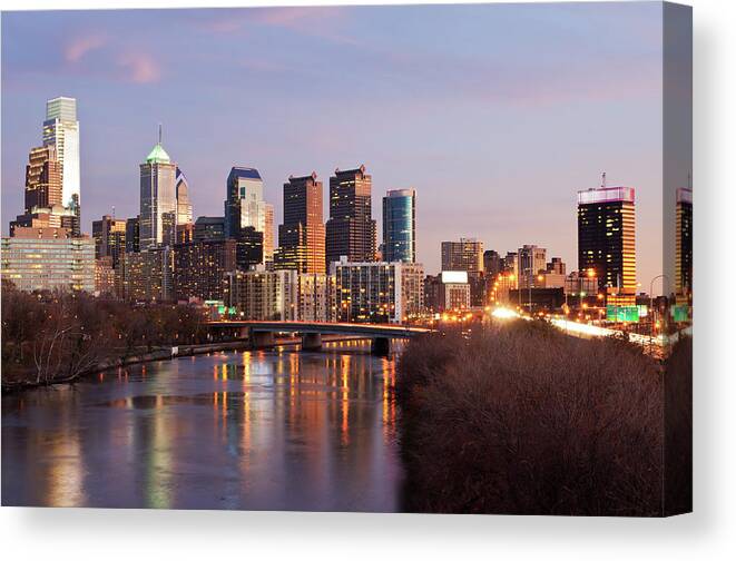 Scenics Canvas Print featuring the photograph Philadelphia Downtown Skyline by Travelif