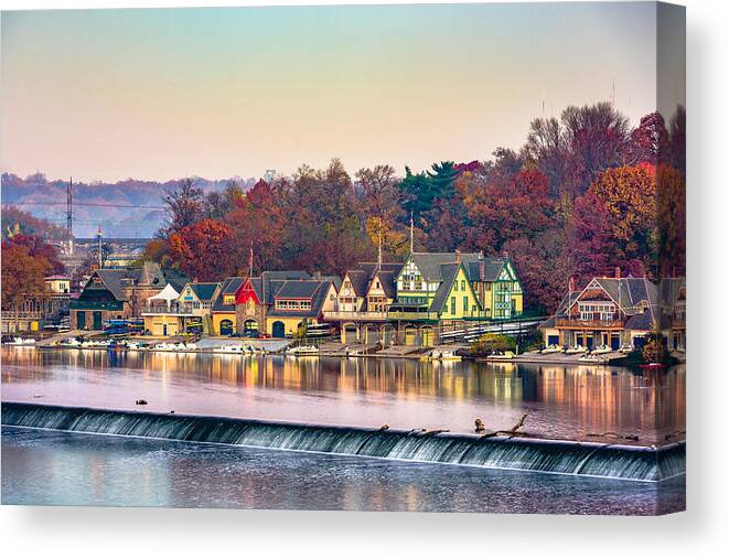 Landscape Canvas Print featuring the photograph Philadelphia, Pennsylvania, Usa Dawn by Sean Pavone
