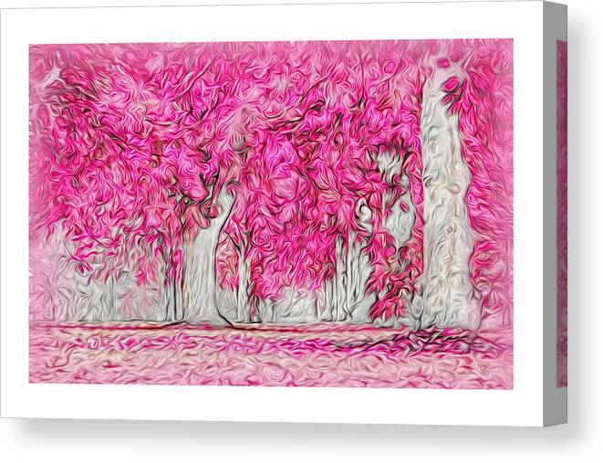 Pink Canvas Print featuring the digital art Pink Forest Swirls by Doreen Erhardt