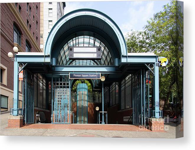 Wingsdomain Canvas Print featuring the photograph Pioneer Square Station Seattle Washington R1497 by Wingsdomain Art and Photography