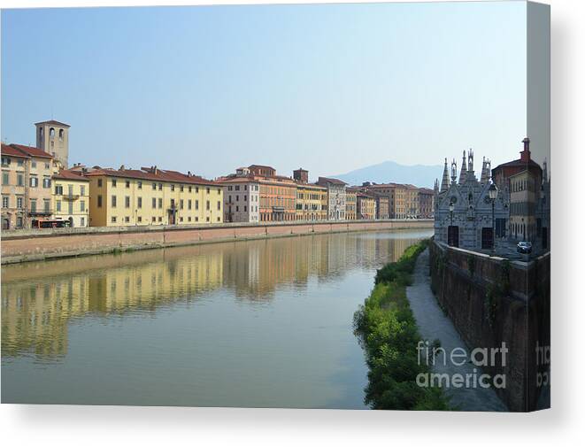 Pisa Canvas Print featuring the photograph Pisa Province River Arno by Aicy Karbstein