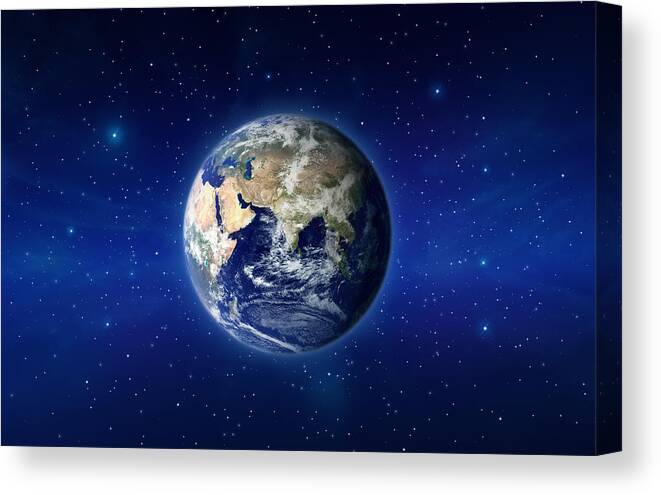 Constellation Canvas Print featuring the photograph Planet Earth In Universe by Narvikk