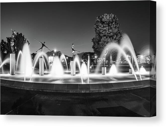 America Canvas Print featuring the photograph Playing Children Fountain - Kansas City Missouri - Black and White by Gregory Ballos