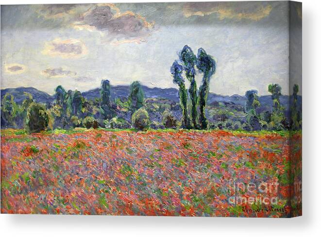 1880-1889 Canvas Print featuring the drawing Poppy Field, 1887. Artist Claude Monet by Print Collector