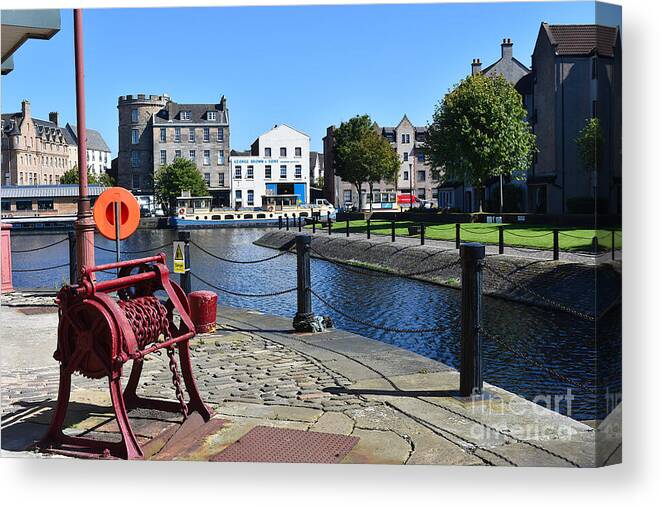 Edinburgh Canvas Print featuring the photograph Port of Leith, The Shore by Yvonne Johnstone