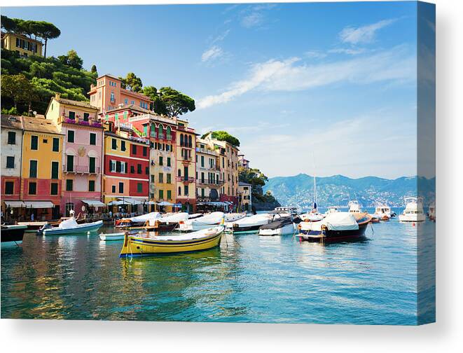 Water's Edge Canvas Print featuring the photograph Portofino, Liguria, Italy by Brzozowska