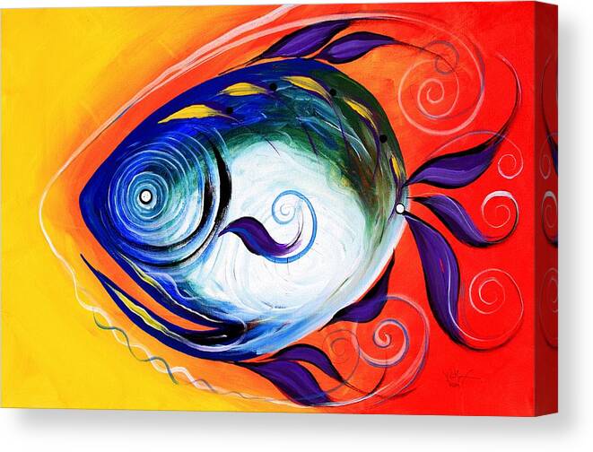 Fish Canvas Print featuring the painting Positive Fish by J Vincent Scarpace