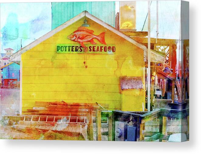 Seafood Canvas Print featuring the photograph Potter's Seafood by Don Margulis