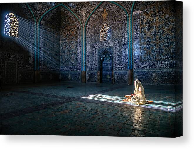 Religion Canvas Print featuring the photograph Pray by Hamid Jamshidian