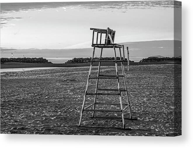 Winthrop Canvas Print featuring the photograph Protecting the Five Sisters Winthrop Beach Winthrop MA Sunrise Black and White by Toby McGuire